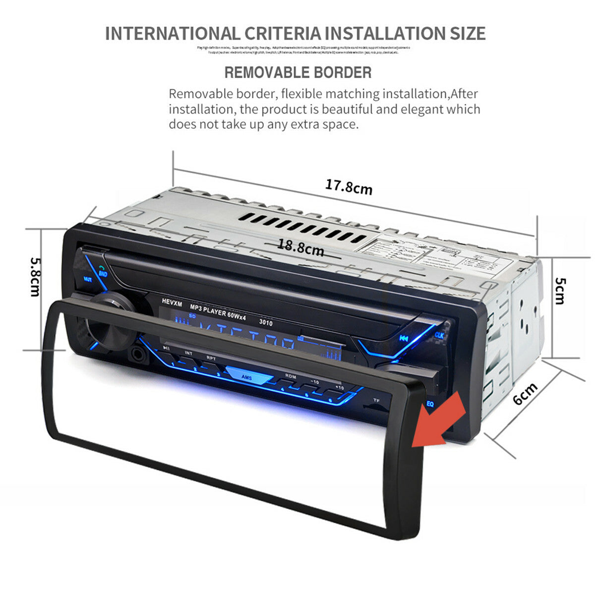 Single 1DIN Car Stereo Radio MP3 Player Bluetooth In-Dash USB FM AUX Handsfree