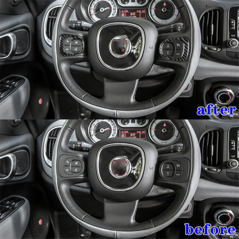 Carbon Fiber Steering Wheel Accent Interior Trim For 2014-2017 for Fiat 500L