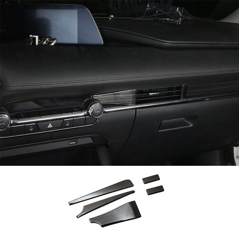 for Mazda 3 Axela 2019-22 Black Titanium Inner Console Dashboard Strip Trim Kit