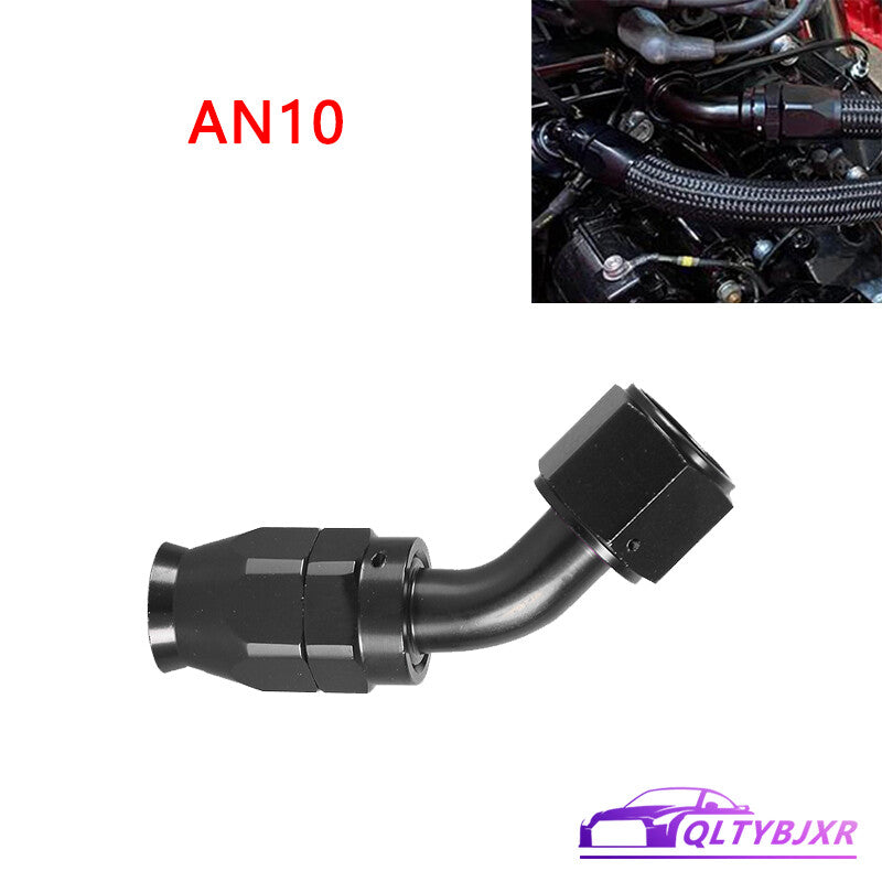 10AN PTFE Hose End Fitting Adapter AN10 45 Degree for PTFE Hose Line Only Black