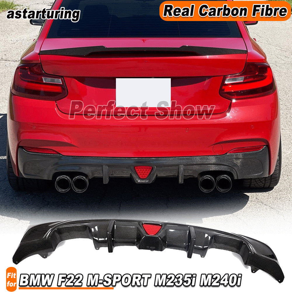 for BMW F22 M-SPORT M235i M240i 14-19 Real Carbon Fiber Rear Bumper Diffuser Lip