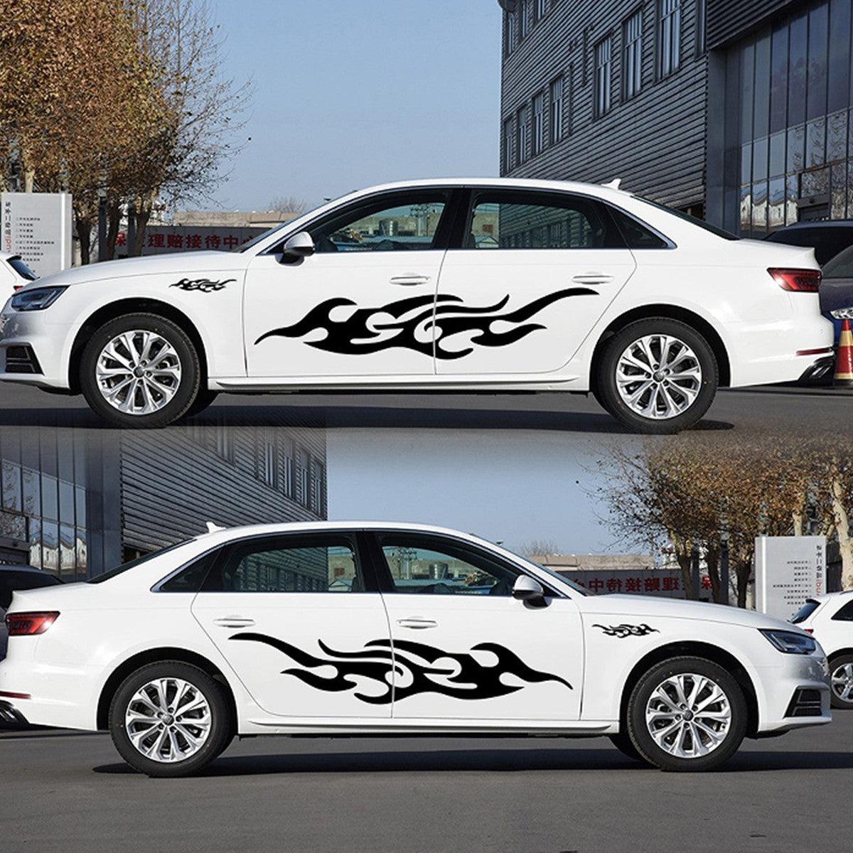 Car Side Door Truck Bumper Decals Car Stickers Fire Flame Decor Exterior Parts