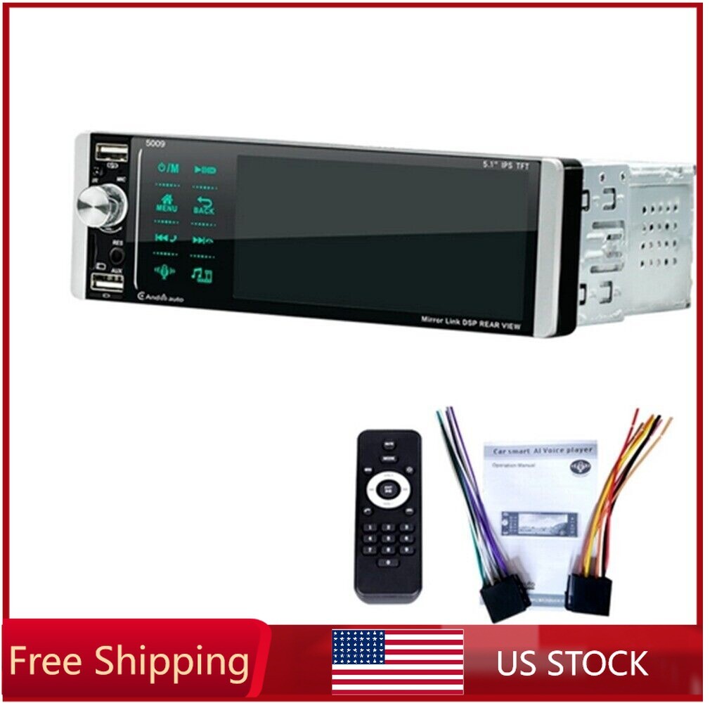 Single-Din Radio Car Stereo Touch Screen MP5 Player Carplay Bluetooth FM Aux USB n