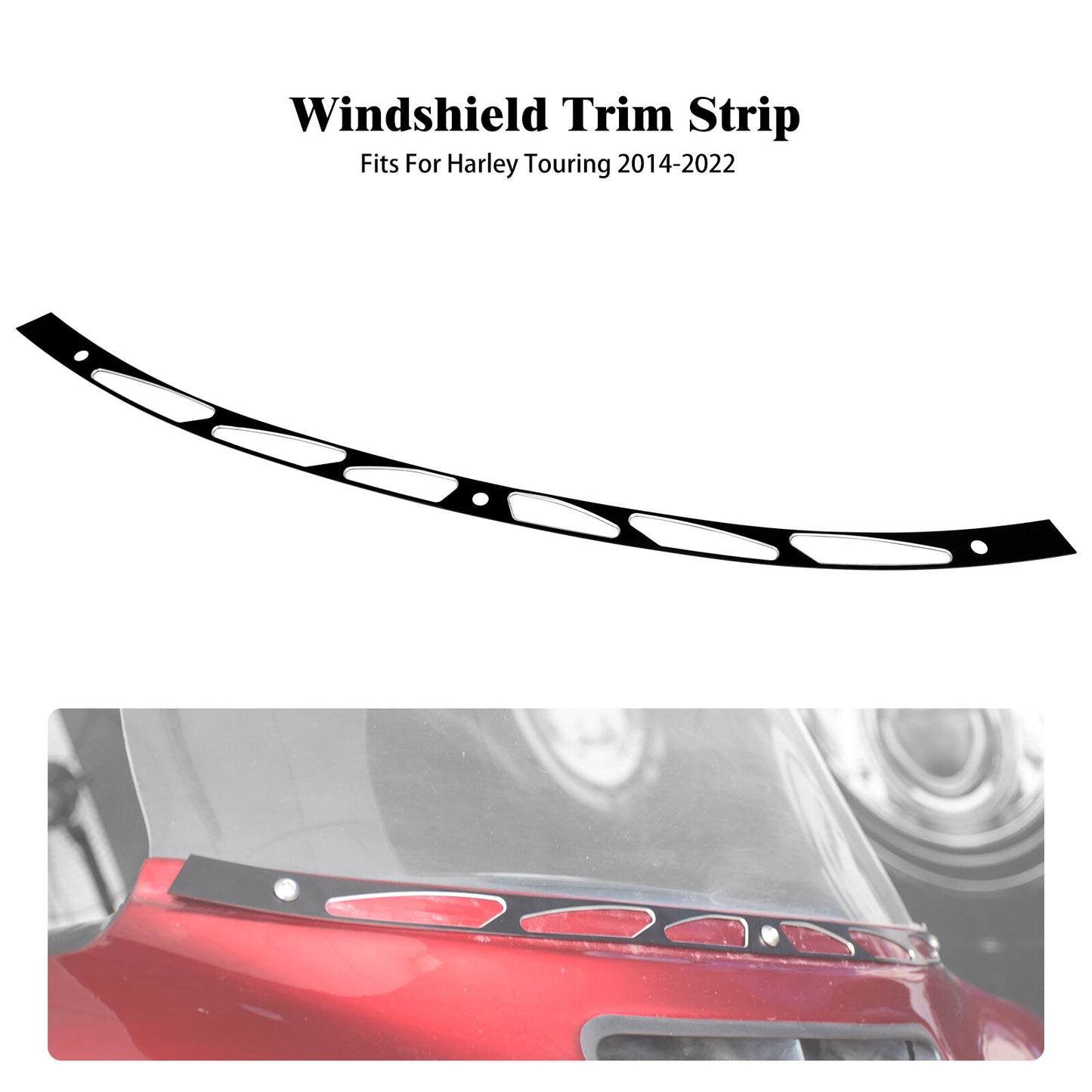 Black Hollow Fairing Windshield Trim Fit for Harley Touring Street Glide 14-2023