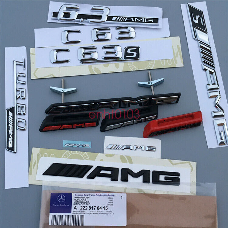 S AMG Letters Trunk Badge Stickers for C63 W205 W212 Grades