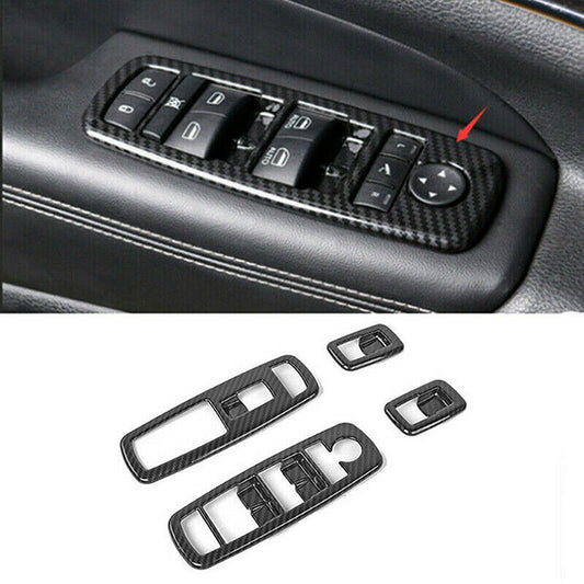 for Jeep Grand Cherokee 11-22 Carbon Fiber Glass Window Switch Panel Cover Trim