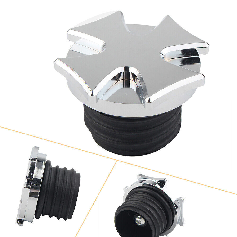 for Harley Dyna Sportster Chrome CNC Cross Gas Cap Fuel Tank Right-hand Thread Q