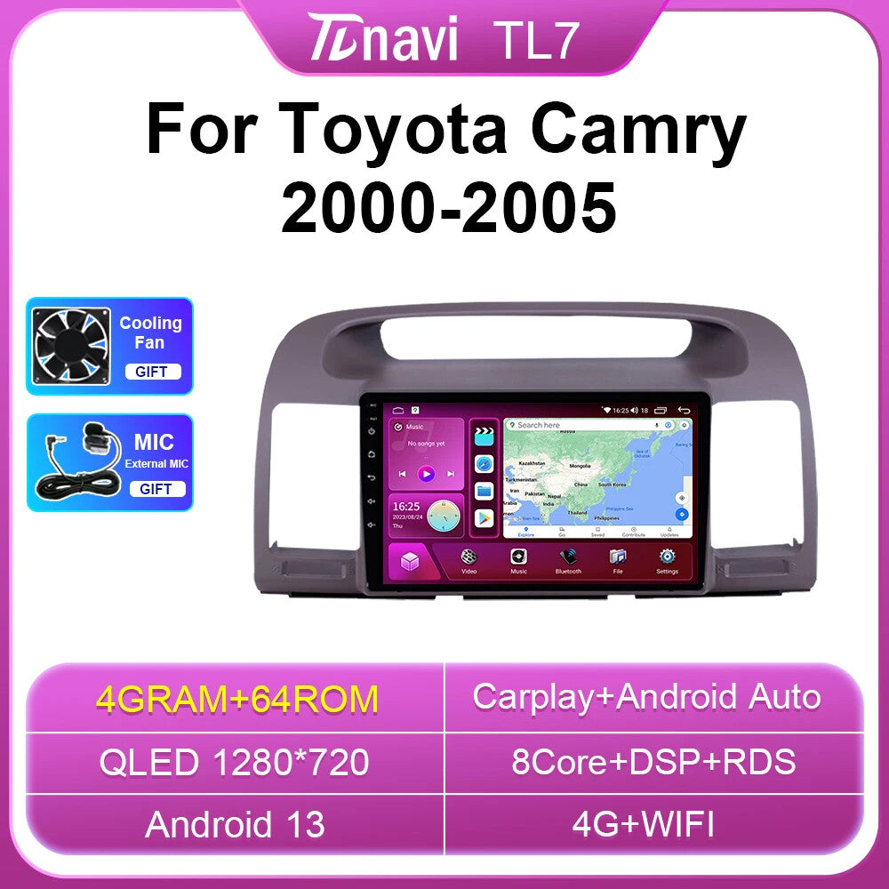 for Toyota for Camry 5 2000-2005 GPS Car Radio Auto CarPlay Multimedia Player Screen