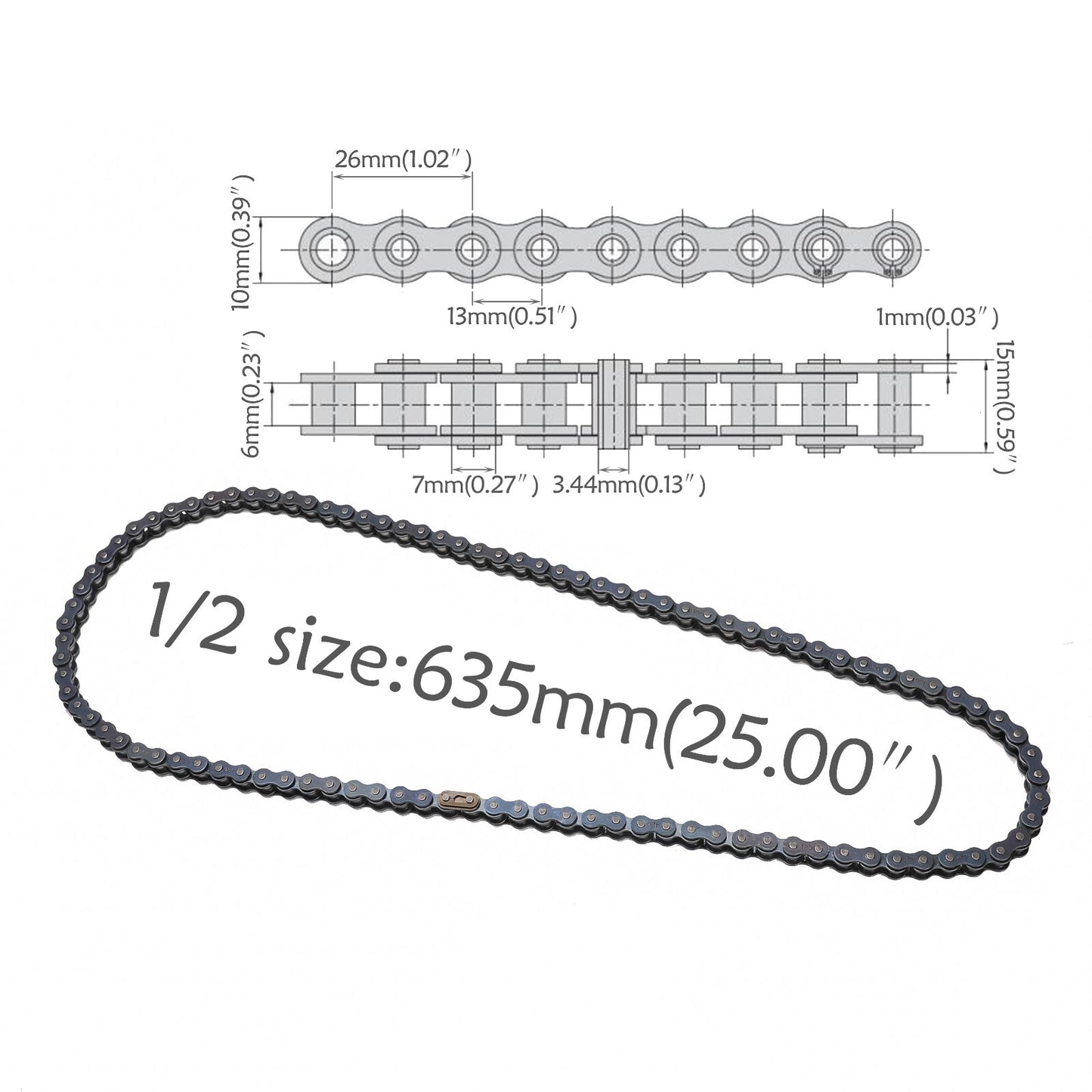 100 Links 420 Chain + Chain Breaker for Motorcycles, All-Terrain Vehicles, 110cc, 125cc Coolers, Bicycles