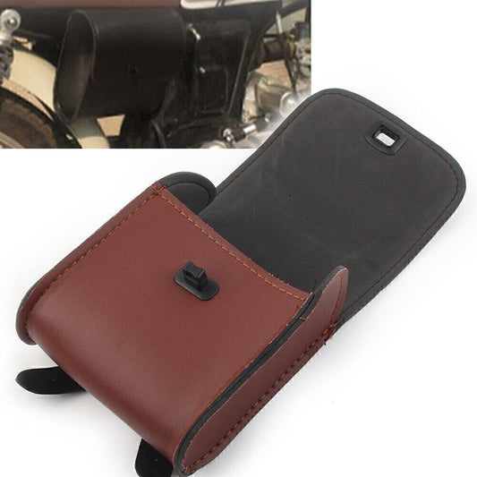 1x UniversalMotorcycle Brown Saddle Luggage Pu Leather Side Tool Bag Storage Q