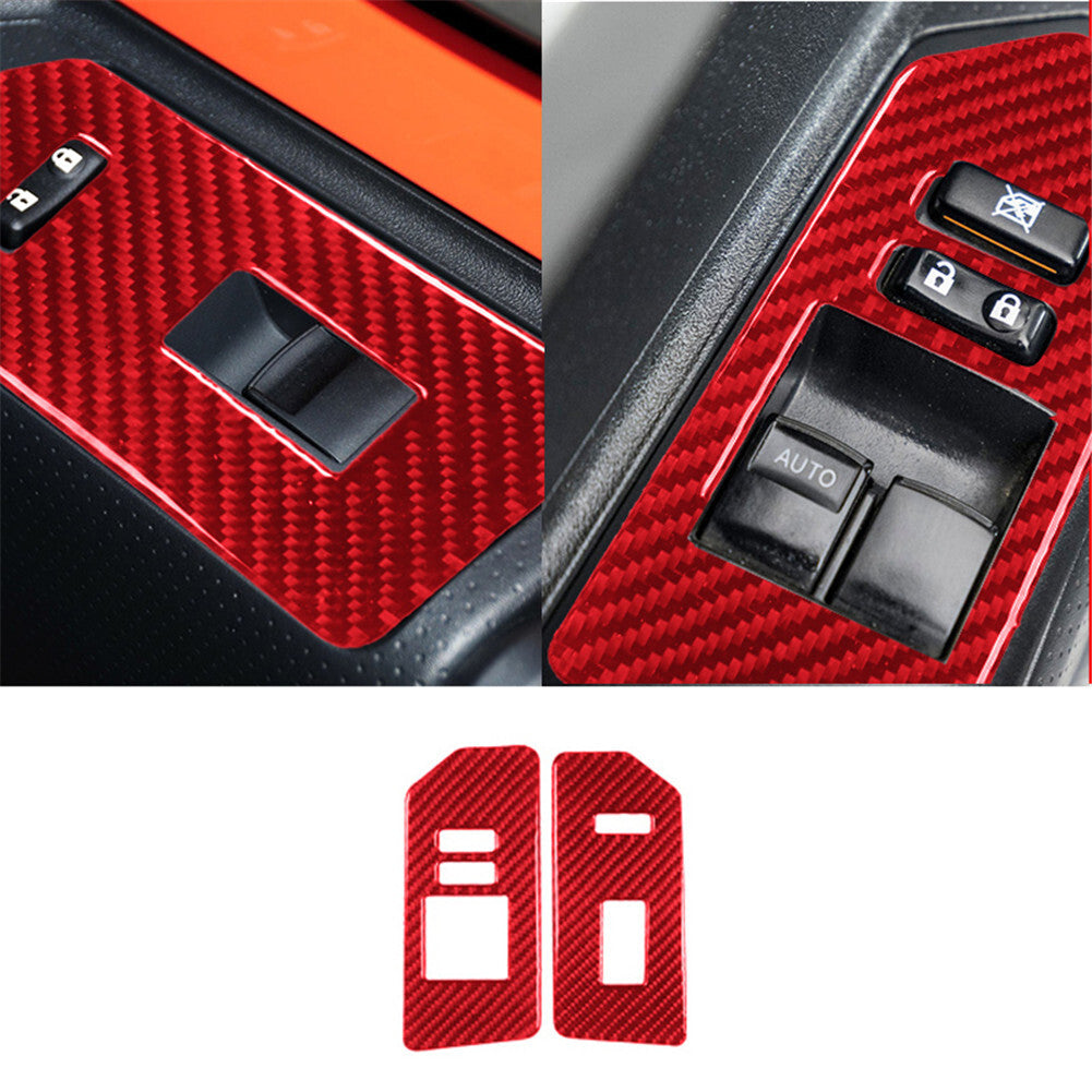 Red Window Lift Button Panel Trim TypeB Carbon Fiber for Toyota FJ Curiser 07-21