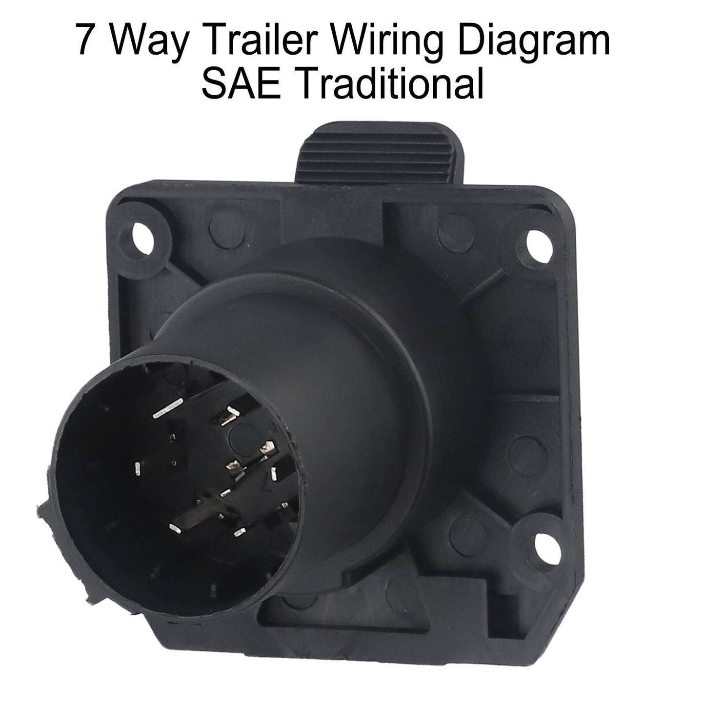 7-Pin RV Blade Trailer Wiring Harness Connector 7-Way Flat Socket for Ford Black