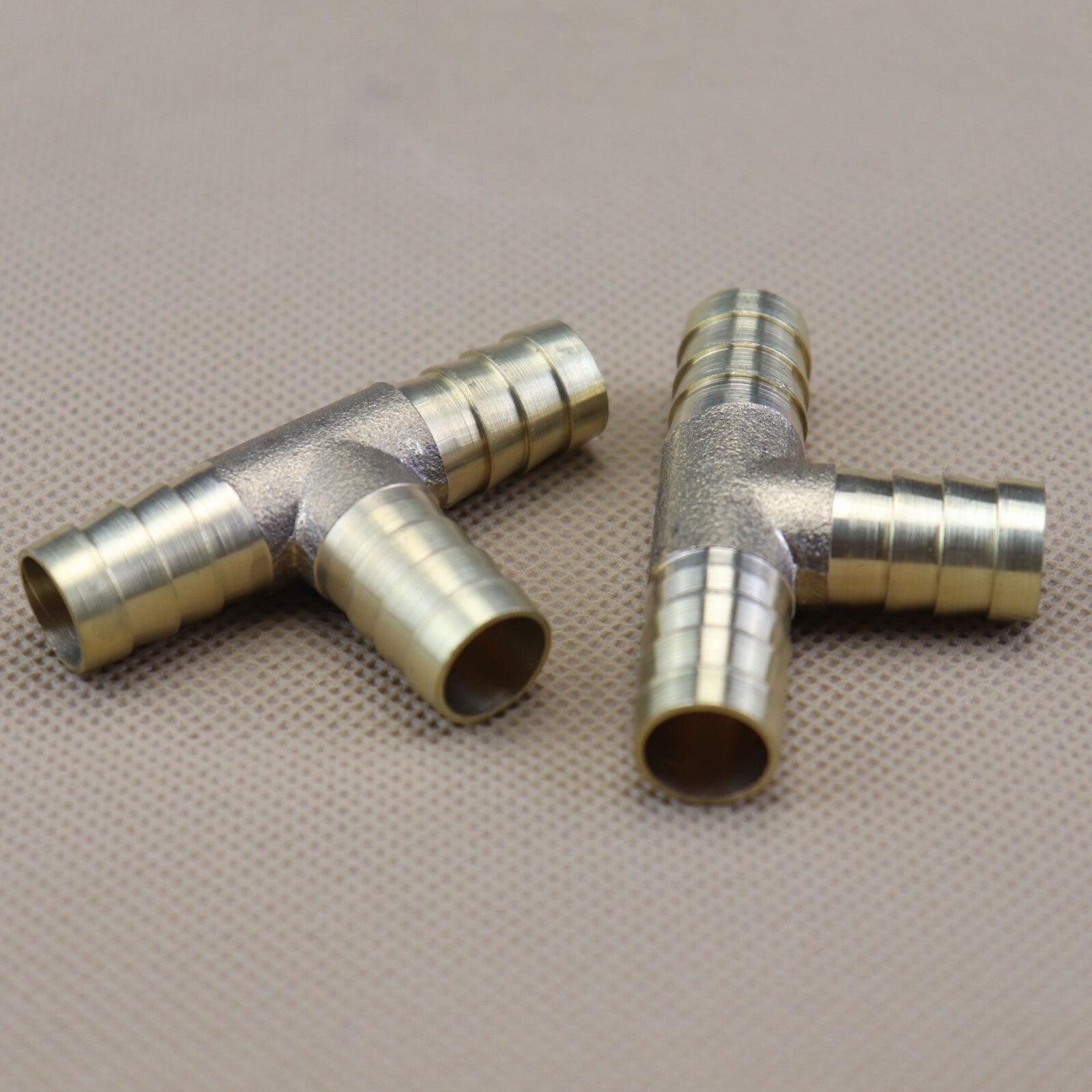 2PCS T Fitting Hose Barb Connector 1/2(12mm) Air Fuel Water 3-Way Brass Tee