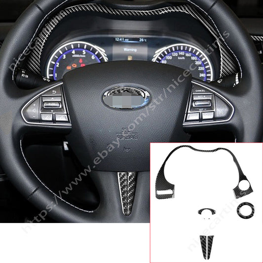 for Infiniti Q50/60 2014+Carbon Fiber Dashboard Steering Wheel Start Button Trim