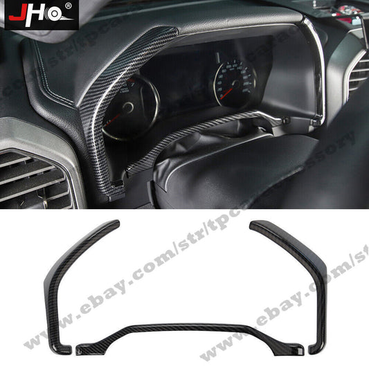 Carbon Fiber Car Dashboard Instrument Frame Panel Cover Trim for Ford F150 2017+