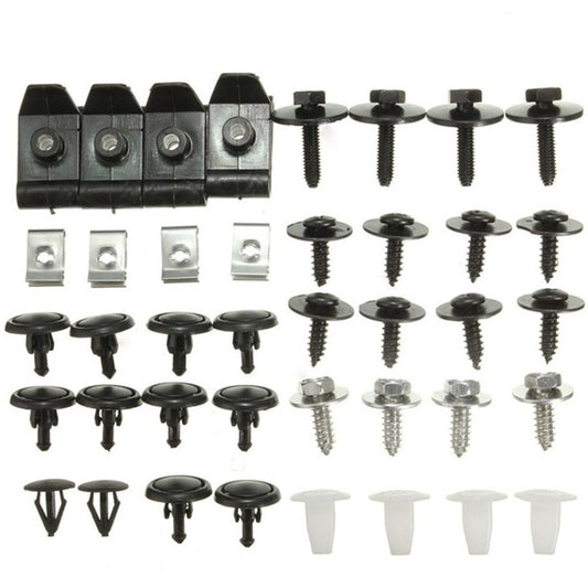 40x Metal Car Screw Body Fender Bumper Retainer U Nut Clips Gasket Fastener Kit