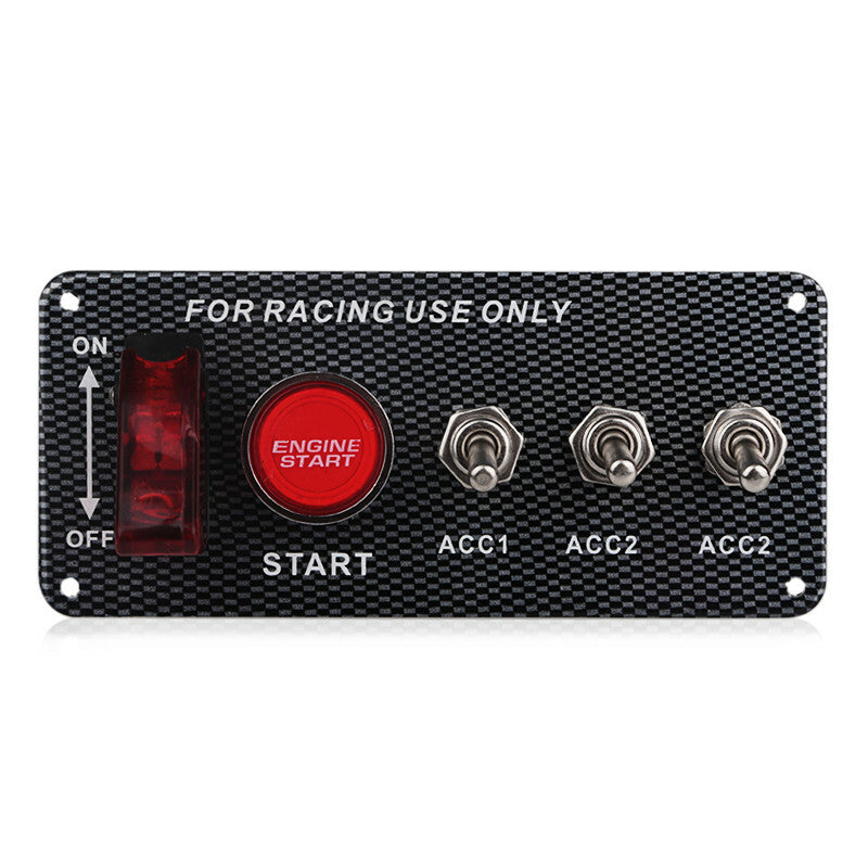 12V Car Ignition Engine Start Push Button Carbon Fiber Button Panel Toggle
