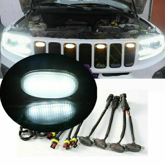 for Jeep Grand Cherokee 2003-2024 Front Grille White LED Light Style DRL