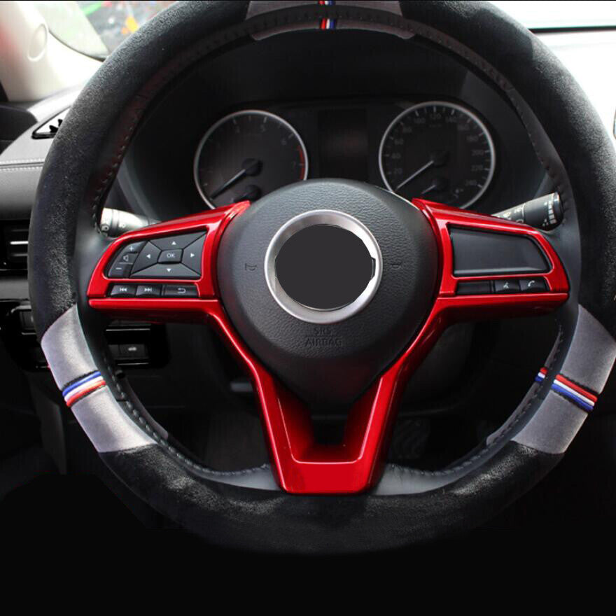 For Rogue Sport 2017-2020 Red Steering Wheel Bezel Frame Cover Trim 3PCS v