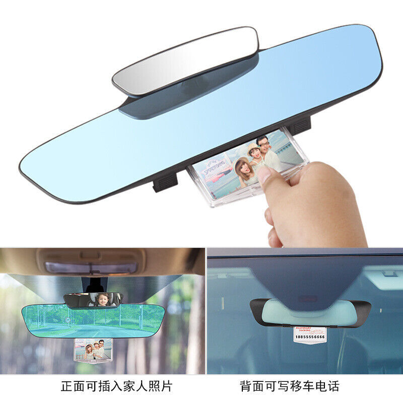 3-in-1 Car Interior Mirror Wide Convex Curve Clip Rearview Mirror Extender n