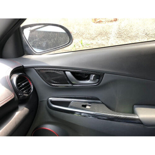 for Hyundai Kona 2018-2022 Carbon Fiber ABS Interior Door Handle Bowl Cover Trim