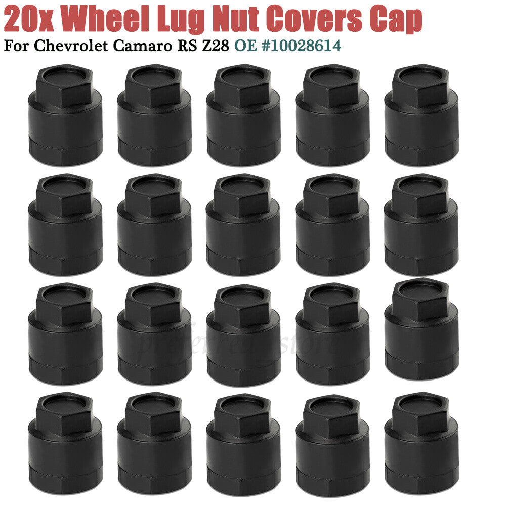 20-Piece Wheel Lug Nut Caps, Black, for Camaro RS, for GMC Sonoma, for Buick for Pontiac - v