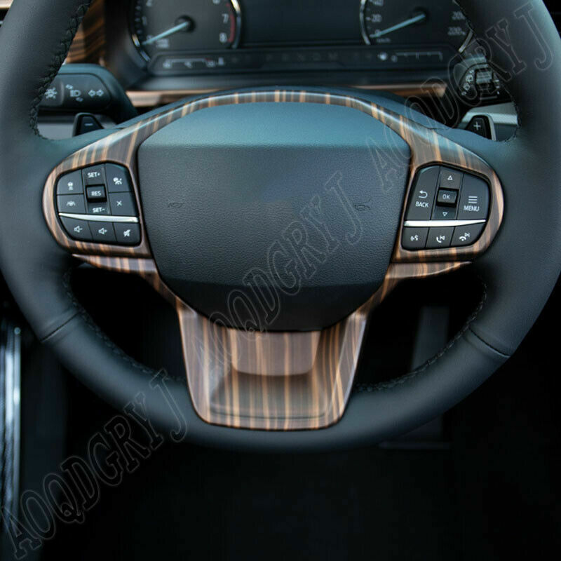 2p  for ford  Explorer 2020-2021 ABS Wood Grain Steering Wheel Frame Cover Trim