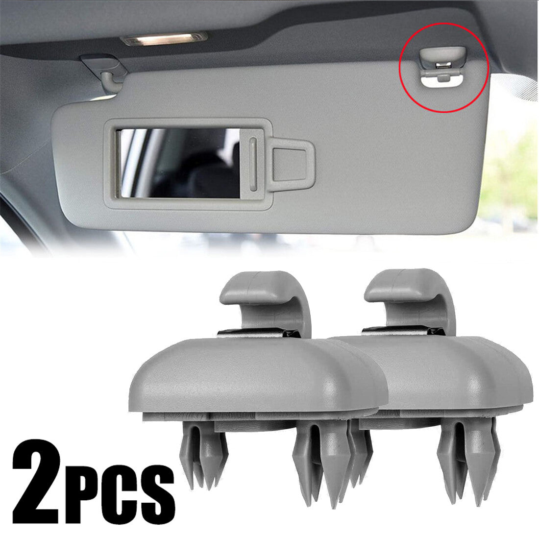 2Pcs Sun Visor Grey Clip Holder for Audi A3 S3 for A4 S4 for A5 S5 Q3 Q5 TT 8U0857562A