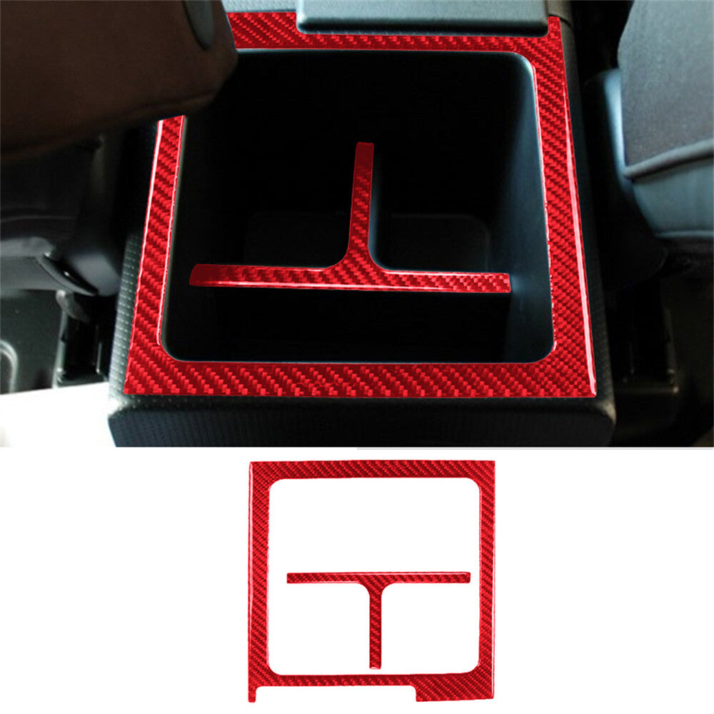 Red Carbon Fiber Center Console Storage Box Trim For Toyot@ FJ Cruiser 2007-2021