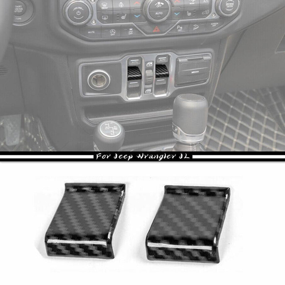 For 18-23 for Jeep for Wrangler JL Carbon Window Lift Switch Adjust Button Cover Trim 2P v