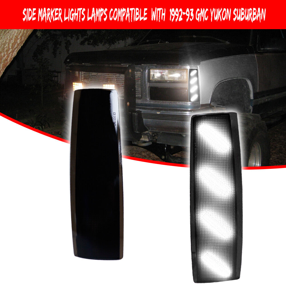 Smoked Lens White Front Corner Side Marker Lights for 1992-93 for GMC for Yukon Suburban - v