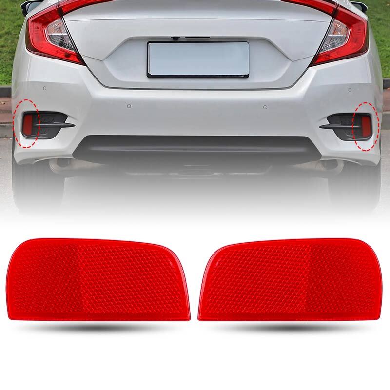 Left+Right Side Rear Bumper Reflector Lens For 2016-2021 for Honda for Civic Sedan/Coupe