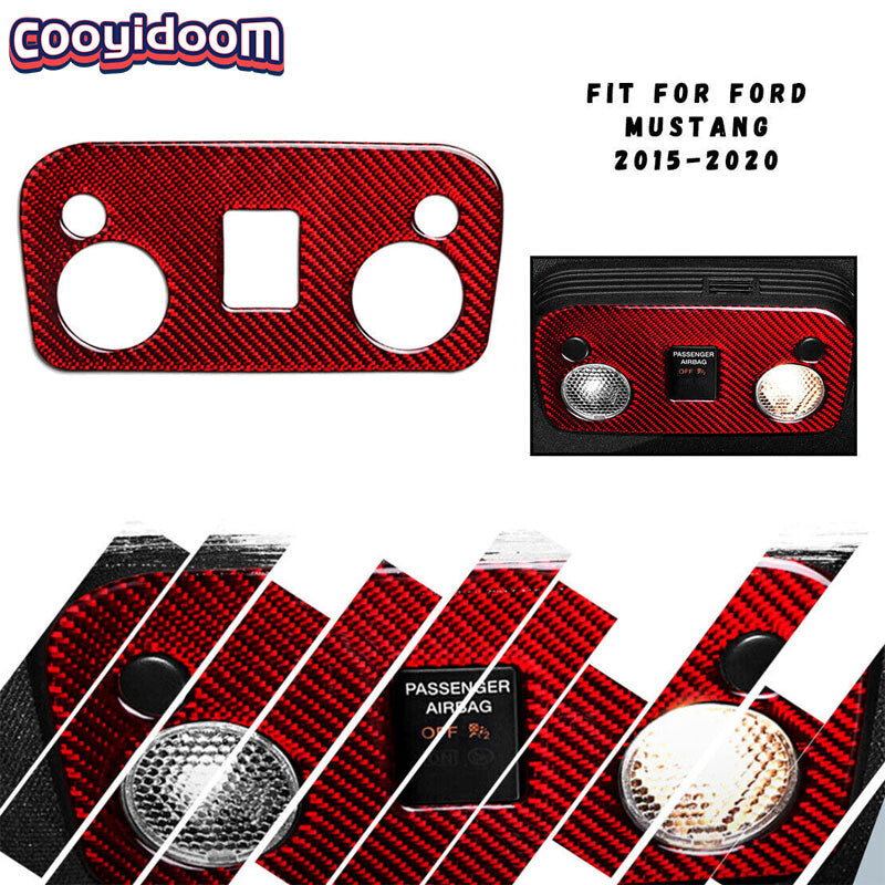Carbon Fiber Reading Lamp Control Panel Trim Sticker Auto for Ford for Mustang 15-19