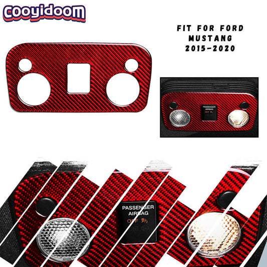 Carbon Fiber Reading Lamp Control Panel Trim Sticker Auto for Ford for Mustang 15-19
