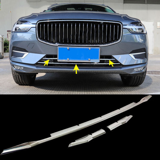 for Volvo XC60 18-21 Chrome ABS Front Bottom Bumper Grille Molding Cover Trim 3x