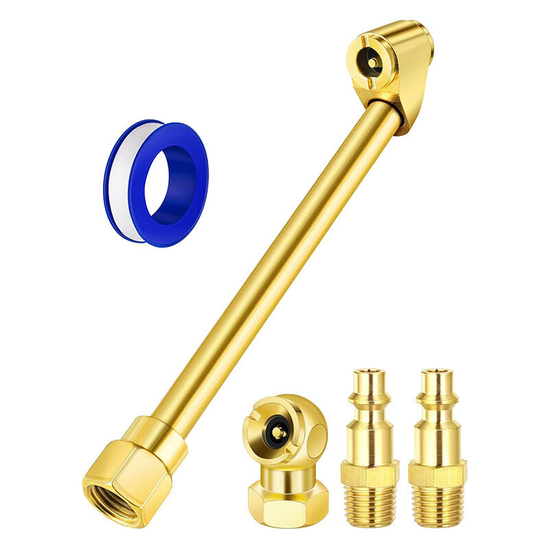 2Way Connection Dual Head Air Chuck Set Closed Ball Tire Chuck 1/4NPT Quick Plug