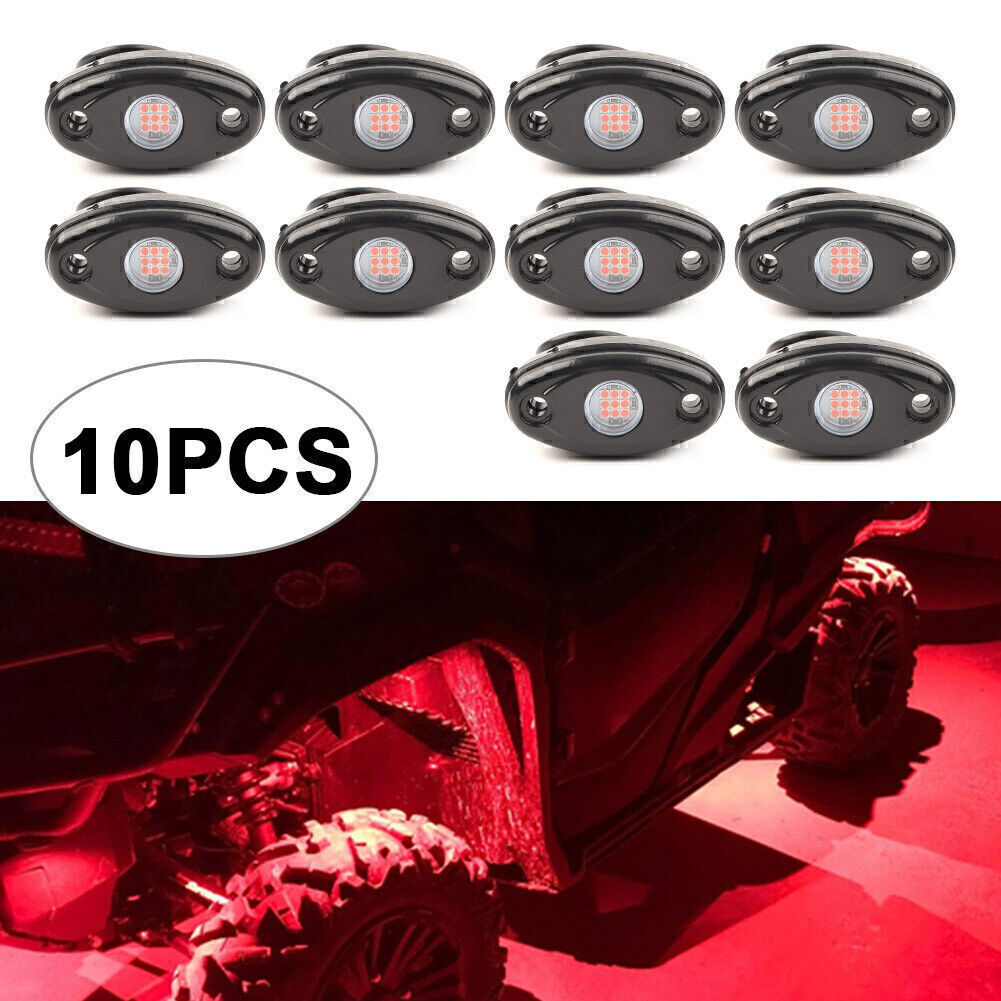 10X Red LED Rock Light For Truck for Jeep ATV SUV Trail Rig Bar Lamp