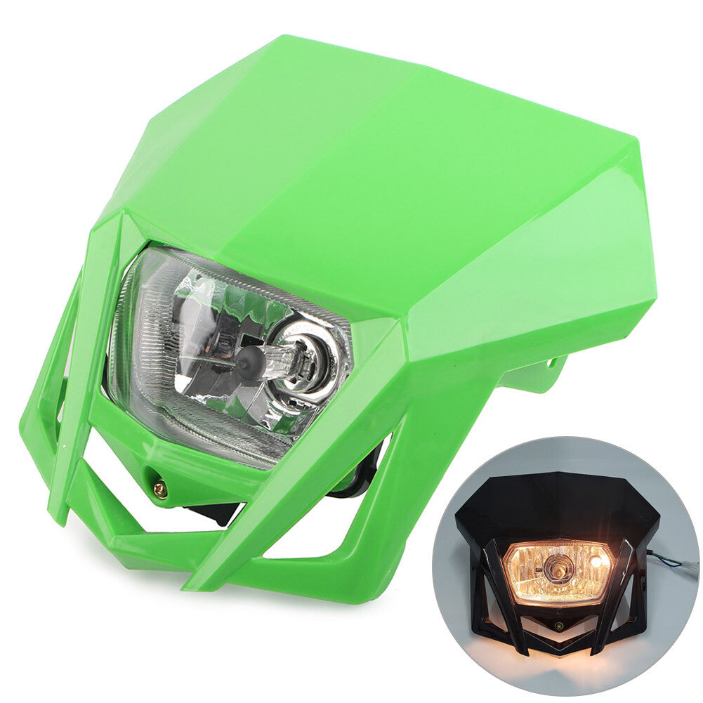 12V H4 Dirt Bikes Headlight Fairing for Kawasaki KLX XR CRF DRZ RMZ Green Motor
