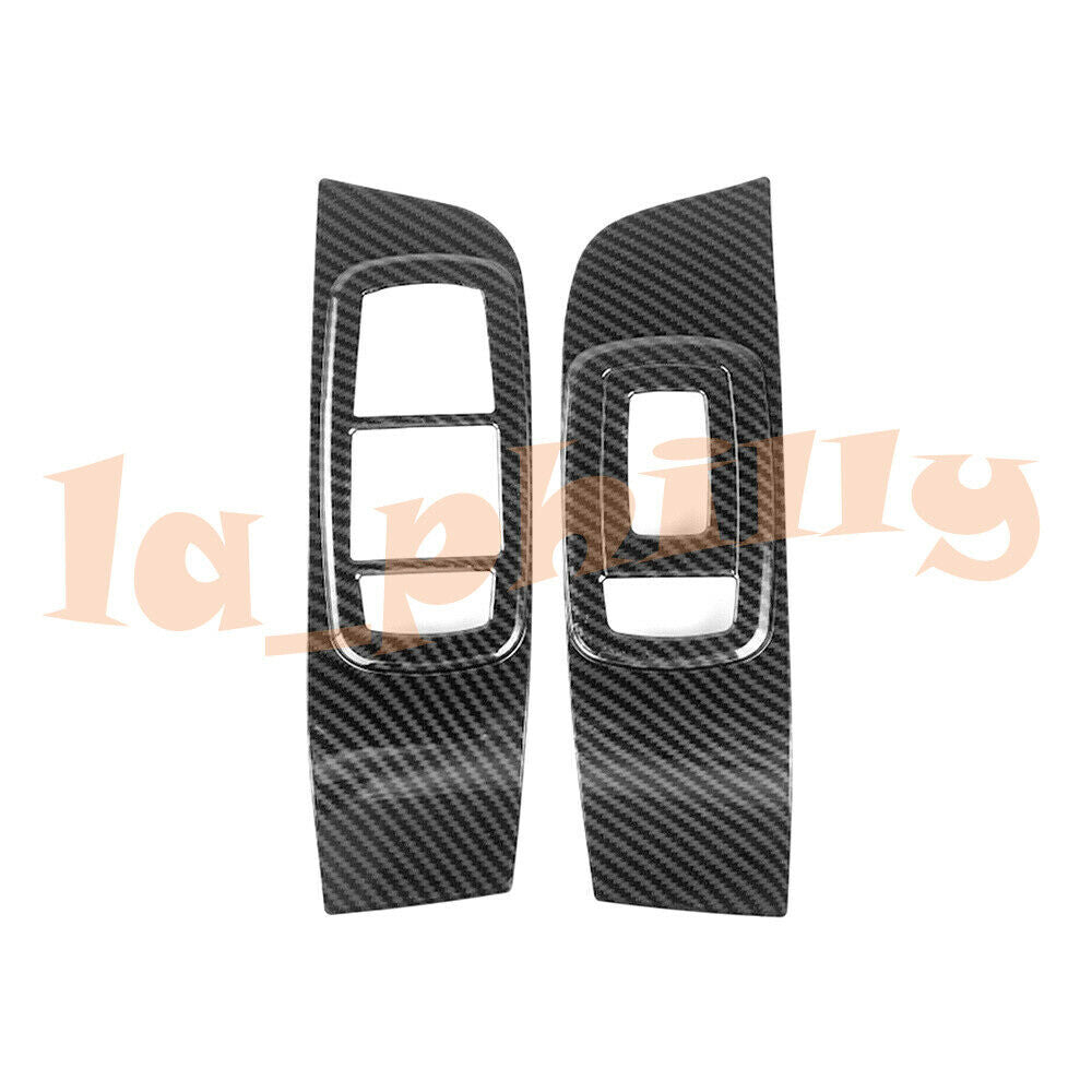 Pair Window Lift Button Decor Cover Trim Carbon Fiber for Dodge for Challenger 15-19