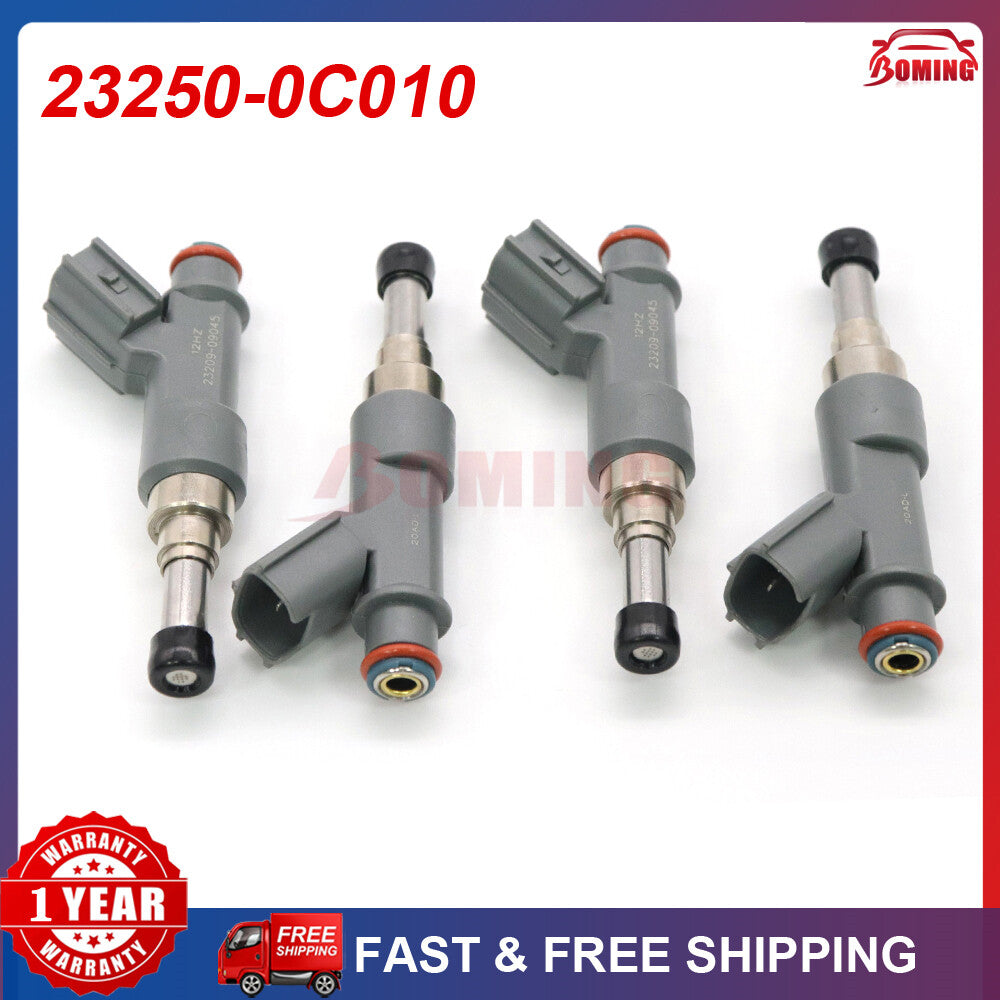 4-pack of new 23250-0C010 fuel injectors suitable for 2005-16 for Toyota Tacoma and 2006-15 Hilux 2.7L.
