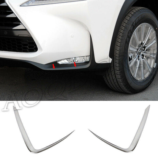 for Lexus NX200t 300h 2015-2017 Chrome Front Bumper Fog Light Eyebrow Strip Trim