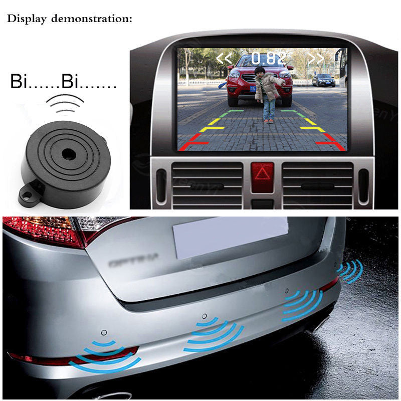 Visible Car Video Parking Reverse Backup Assistant Radar Alarm Kit 4 Flat Panel Sensors - n