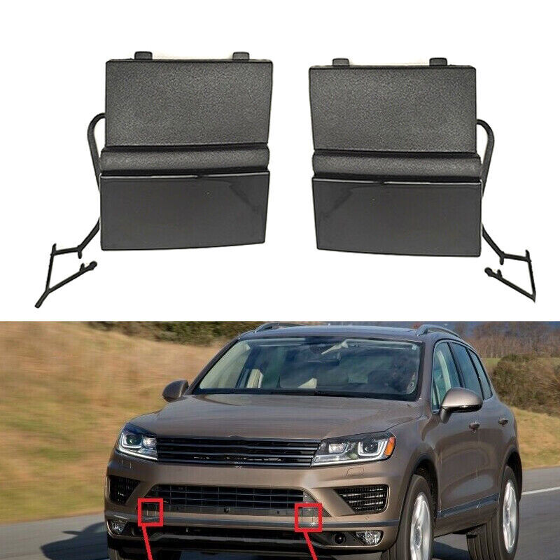 PAIR FRONT BUMPER TOW HOOK EYE COVER CAP for VW TOUAREG 2014-2018
