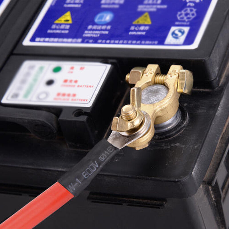 1 pair of M8 heavy-duty vehicle battery top post cable terminals and cable heads brass parts - n