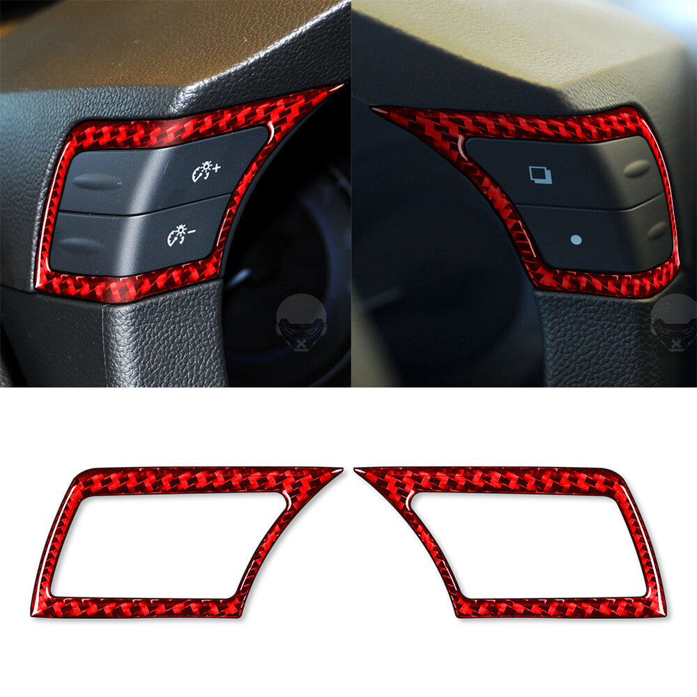 2¡ÁRed Carbon Fiber Steering Wheel Cruise Control Trim for Infiniti G37 2007-2013