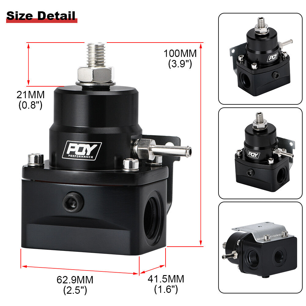 AN8 Feed  AN6 Return Line Fuel Pressure Regulator w/ boost reference Gauge