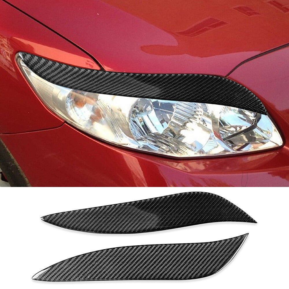 2¡ÁCarbon Fiber Front Headlight Eyelids Eyebrow Trim For T@yota for Corolla 2008-2011