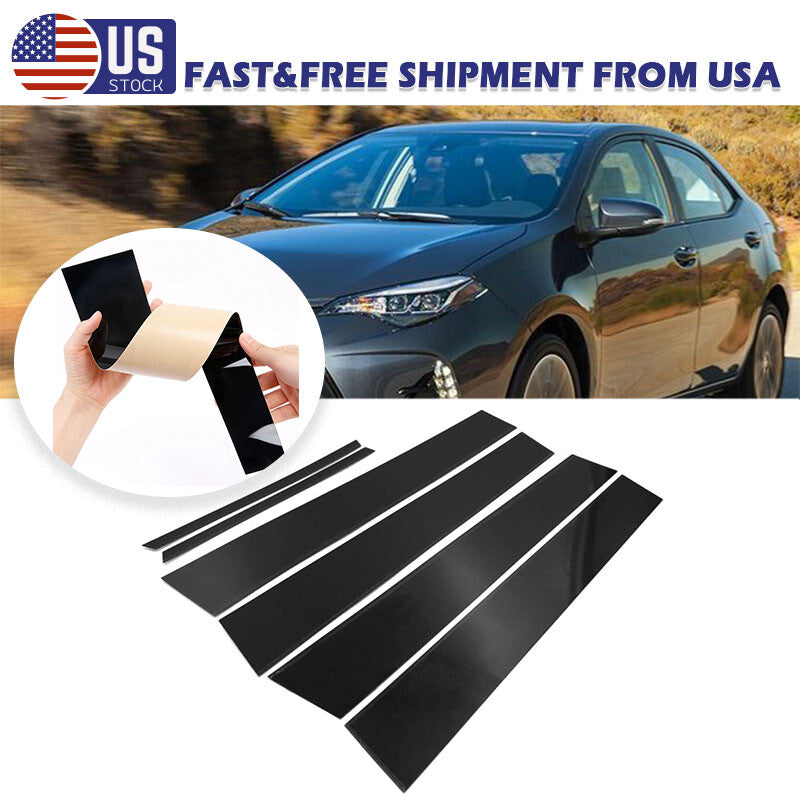 American-style window pillars, pillar caps, and door trim in glossy black for Toyota for Corolla 2014 - 2018