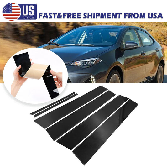 American-style window pillars, pillar caps, and door trim in glossy black for Toyota for Corolla 2014 - 2018