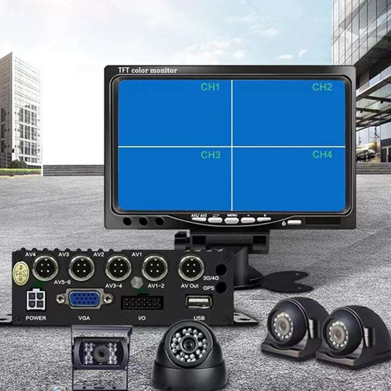 Car Truck Bus 4 Channel Truck Camara Recorder 7In Monitor MDVR Mobile Video DVR